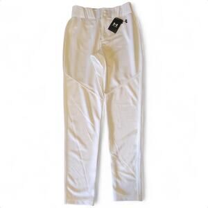 NWT Under Armour Men's Small Loose Tapered Fit White Utility Baseball Pants